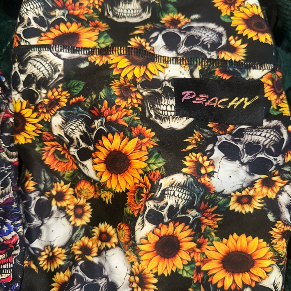 Peachy Skull and Sunflower SHORTS